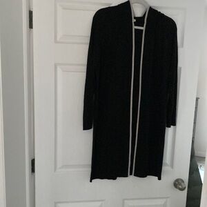 Long lightweight knit duster with a hood